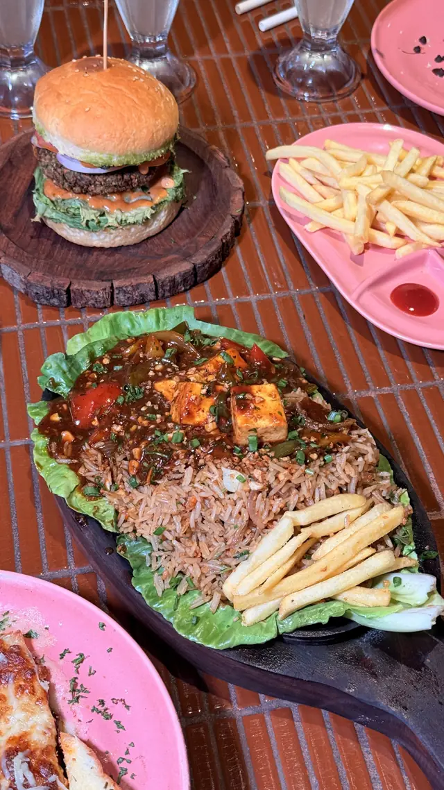 Burger and sizzler spread